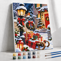 Peinture par numéros avec cadre en bois, ensemble d'art sur toile, kit cadeau de Noël
