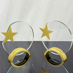 Nuevo diseño, Círculo <span class=keywords><strong>de</strong></span> metal dorado, plateado y bronce con premios Star Crystal Trophy - Product Image 4