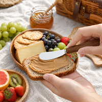 Couteau à fromage en acier inoxydable 430, fourchette à fromage, pelle à gâteau, ensemble d'outils à fromage avec manche en bois