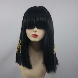 <span class=keywords><strong>Disfraz</strong></span> <span class=keywords><strong>de</strong></span> Halloween para Mujer, Accesorios <span class=keywords><strong>de</strong></span> <span class=keywords><strong>Cleopatra</strong></span> Egipcia, Peluca Negra Corta y Lisa, TRAD-011 - Product Image 4