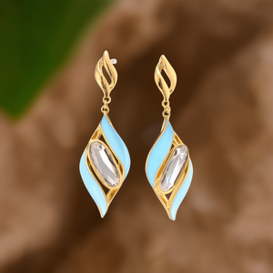 <b>Crystal</b> Earrings 316L Stainless Steel PVD Gold Plating Sustainable Resistant Dangle Drop Design - Product Image 3