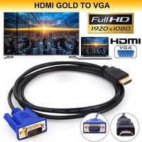 Câble convertisseur HDMI vers VGA HD avec audio, adaptateur vidéo D-SUB mâle, gaine en PVC pour HDTV, PC, moniteur, microphone, projecteur
