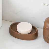 Ensemble d'accessoires de salle de bain en céramique marron mat 4 pièces Design élégant et minimaliste Luxe pour la décoration de la maison pour brosse à dents shampoing
