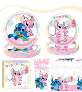 Set Moderno di Stoviglie per Feste di Compleanno con Design ANGEL Rosa, Tovaglioli, Bicchieri di Carta, Coltelli, Forchette e Cucchiai per Bambini - Product Image 5