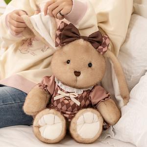 Lindo Peluche <span class=keywords><strong>de</strong></span> Conejo Sucio <span class=keywords><strong>de</strong></span> Chocolate con Vestido y Lazo, Relleno <span class=keywords><strong>de</strong></span> Algodón PP, Muñeco <span class=keywords><strong>de</strong></span> Conejita, Regalo para Niños - Product Image 2