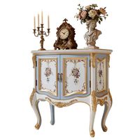Accents de feuille d'or peints à la main vitrine de luxe en bois massif Table Console de hall d'entrée romantique français pour le salon