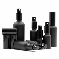 Flacon pulvérisateur en verre noir mat avec logo personnalisé, 10 ml, 20 ml, 30 ml, atomiseur à fine brume, parfum, tonique, huile essentielle, emballage en gros, OEM