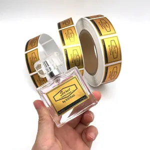 Custom Logo Waterdicht Glossy Goud Zilverfolie Metallic Parfum Prive Cosmetische Fles Pot Sticker Verpakking Label Voor Fles