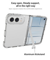 Coque de téléphone hybride antichoc transparente pour iPhone Duo pliable, protection intégrale de la charnière avec béquille intégrée, transparente comme du cristal