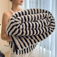 Plaid tricoté rayé moderne et écologique pour salon et chambre, doux et chaud, décoration intérieure, motif avion personnalisé 100%