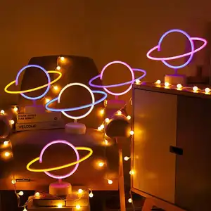 ไฟ LED แขวนผนังตกแต่งรูปดาวเคราะห์พระจันทร์,ไฟ LED สัญลักษณ์นีออนสำหรับตกแต่งห้องของขวัญปาร์ตี้วันหยุดคริสต์มาส