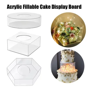 Rond clair acrylique gâteau séparateur remplissable gâteau affichage décor outils de cuisson gâteau support pour mariage fête d'anniversaire décoration