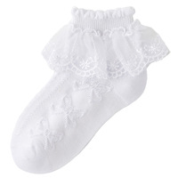 Chaussettes antidérapantes pour filles, mignonnes, à volants et dentelle, en coton doux, épaisseur standard, pour usage quotidien, 0-12 mois, fabrication usine