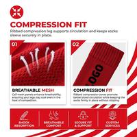 Chaussettes de football personnalisées, chaussettes de sport pour hommes, en polyester/nylon tricoté, respirantes, à séchage rapide, absorbant la transpiration, antibactériennes