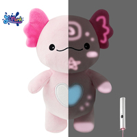 Peluche Kawaii Axolotl Fluorescente Effaçable au Laser pour Dessin Nocturne, Jouet en Peluche Personnalisé Réutilisable qui Brille dans le Noir pour le Sommeil