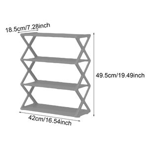 Household X-Shaped Multi-Functional 4-Layer Stainless Steel <b>Shoe</b> <b>Rack</b> Cabinet for Bathroom Student Dormitory Doorway-Modern - Product Image 3
