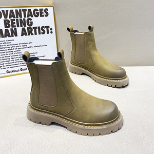 Men's Microfiber Leather for Martin <b>Boots</b> New Style <b>Spring</b> and Autumn Slip-On Outdoor Mid-Calf <b>Boots</b> with Height Increasing - Product Image 3