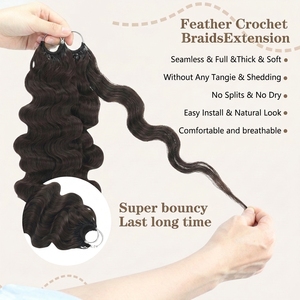 FH Double Drawn Burmese Curly Miracle Knot Crochet Human Hair #2 Color Feathering Tip <b>Braids</b> Human Hair Crochet - Product Image 3