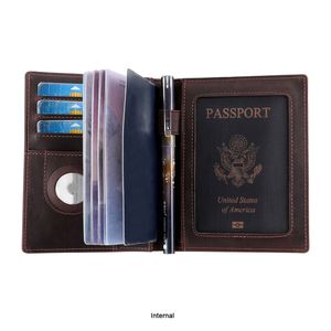 Funda de Pasaporte y Tarjetero de Cuero Crazy Horse de Alta Gama, Anti-Robo, con Bloqueo RFID, Impermeable, Organizador de Viaje Compatible con - Product Image 1