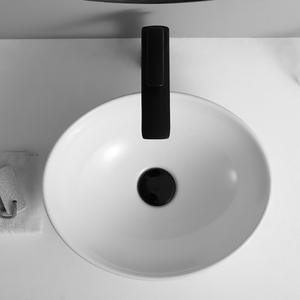 Lavabo de Cerámica Minimalista para Encimera, Forma Cuadrada, de una Sola Pieza, Superficie Lisa Esmaltada, para Baños Pequeños, Área de Lavado de Manos - Product Image 2