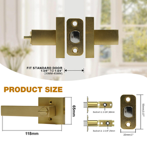 隐私安全无钥匙金色豪华重型门把手浴室门锁把手适用于木门 - Product Image 3