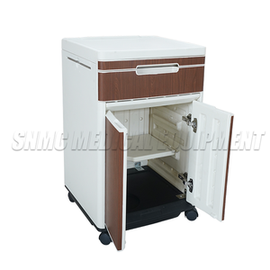 طاولة بجانب السرير طبية عالية الجودة ABS + مقاومة للماء بجانب خزانة مستشفى مع 4 عجلات صامتة بمساحة فولاذية - Product Image 3