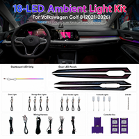 Xenplus Éclairage d'ambiance intérieur 12V pour Volkswagen Golf 8 2023-2025, style écailles de dragon, kit de décoration de voiture à 18 lumières