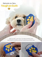 Peigne anti-puces pour animaux de compagnie en forme de patte, à dents ultra fines, peigne facial portable en acier inoxydable pour toilettage des chiens et chats, vente chaude