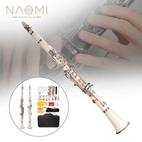 NAOMI Clarinet Bb Cupronickel Plated Nickel 17 Key W/Cleaning Cloth Gloves Woodwind Instrument Abs Clarinet Box