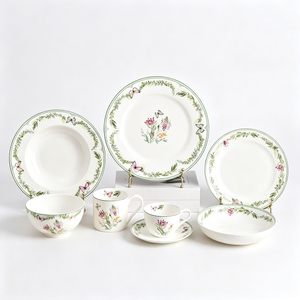 Vaisselle en céramique peinte à la main à motif floral, très prisée : bols à riz, tasses à café, soucoupes, mugs – Vaisselle portable pour la rentrée scolaire - Product Image 1