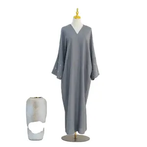 DL327 New fashion middle east lady dresses solid color long sleeves islamic clothing modest kimono plus size muslim open abaya