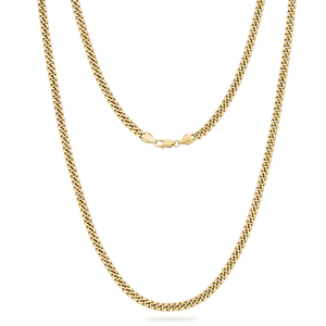 14K placcato oro reale 3mm 5mm collana gioielli regalo Miami Cuban Link uomini donne Cool Hip Hop acciaio inossidabile impermeabile catena del cordolo - Product Image 1