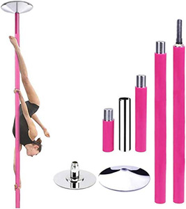 Barre de danse rose pour strip-teaseuse avec construction en silicone durable réglable, extensible de 217 cm à 270 cm pour une utilisation à domicile en intérieur - Product Image 1