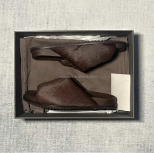 100% cuir Slip-ons Design femmes luxe toboggan pantoufles hommes Edfu toboggan <span class=keywords><strong>Granola</strong></span> sandales <span class=keywords><strong>Granola</strong></span> rembourré brossé mollet cheveux diapositives - Product Image 3