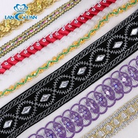 Nouveau Style Décoratif Paillettes Métallique Venise Ethnique Dentelle Bordure Garniture Bord
