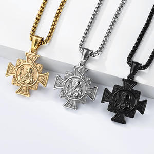 St. Benedict <b>Cross</b> Pendant Necklace Stainless Steel Men's Religious Jewelry Gift - Product Image 2