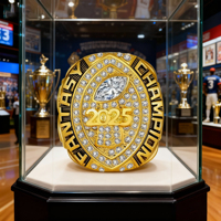 Bague de championnat de football fantastique personnalisée plaquée or rose, trophée de récompense du champion FFL