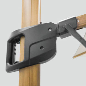 Ombrello da esterno moderno resistente con finitura in legno grande ombrellone 3*3M quadrati con luce su misura ombrellone da giardino - Product Image 4