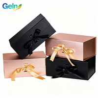 Boîte cadeau en carton pliable de luxe avec nœud, logo personnalisé, boîtes rigides pliantes magnétiques pour vêtements, perruques, chaussures, parfums