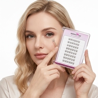 Cils naturels semi-faits à la main Lizi Bulk, en faux vison, style plume d'oiseau, effilés, en éventail, 8 rangées, type W, en poils synthétiques