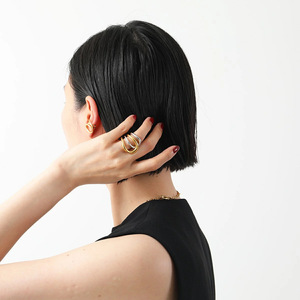 แหวนแฟชั่นทรงเรขาคณิต สีทอง สีเงิน สแตนเลสสตีล ชุดของขวัญเครื่องประดับสำหรับผู้หญิง - Product Image 3