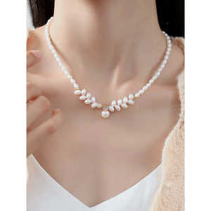 สร้อยคอเจ้าหญิงไดอาน่าประดับลูกปัดแบบใหม่ยอดนิยมปี 2025 สร้อยคอเม็ดข้าวสาลีประดับมุกน้ำจืดปี 2025 สร้อยคอมุก - Product Image 4