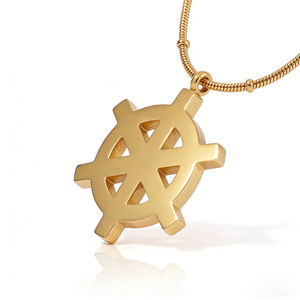 Collana con Pendente a Forma di Timone ZHENXI Design, Amuleto Portafortuna in Acciaio Inox Placcato Oro 18K, Catena Trendy per Uomo e Donna - Product Image 1