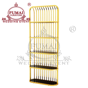 Estante para vinos moderno de latón FUMAI con estantes de vidrio, expositor para bodas, eventos y bares - Product Image 5