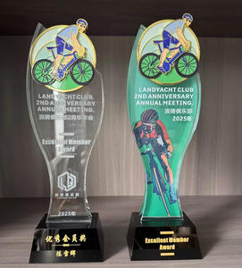 2025 nuevo diseño oro Metal ciclismo bicicleta montar fútbol cristal premios trofeo - Product Image 4