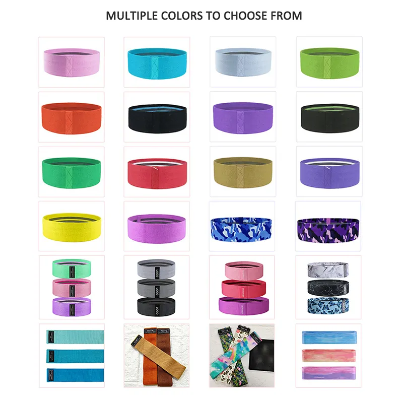 Wholesale Custom Logo Print Fabric Fitness Exercise Booty Hip Band Set Workout Loop Resistance Bands