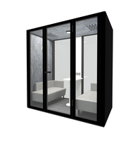 Cabine insonorisée mobile industrielle moderne, pod acoustique de bureau, cabine téléphonique avec verre trempé en aluminium et éclairage LED