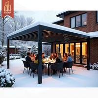 Gazebo motorisé en aluminium de luxe, imperméable, avec porte en verre, jardin, patio, bord de piscine, ombrage extérieur avec lumières LED, pergola à lames