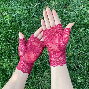 Gants longs sans doigts en dentelle sexy pour femme, style marin, gants mi-doigts en résille, mitaines chauffantes en maille - Product Image 4