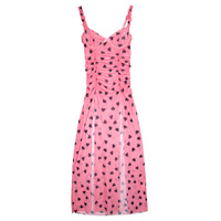 Robe de nuit pour femmes bretelles Rose imprimé fourche fendue chemises de nuit coupe ajustée vêtements de maison maille sans manches robe Sexy Lingerie douce